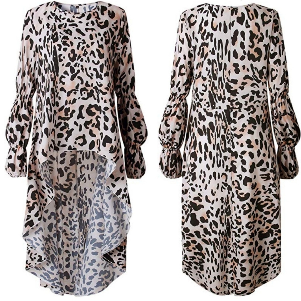 1 left!Asymmetrical Leopard hi low Tailored Top - Picture 5 of 8
